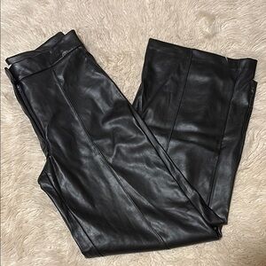 Nine West Shiny Black Leather Trousers